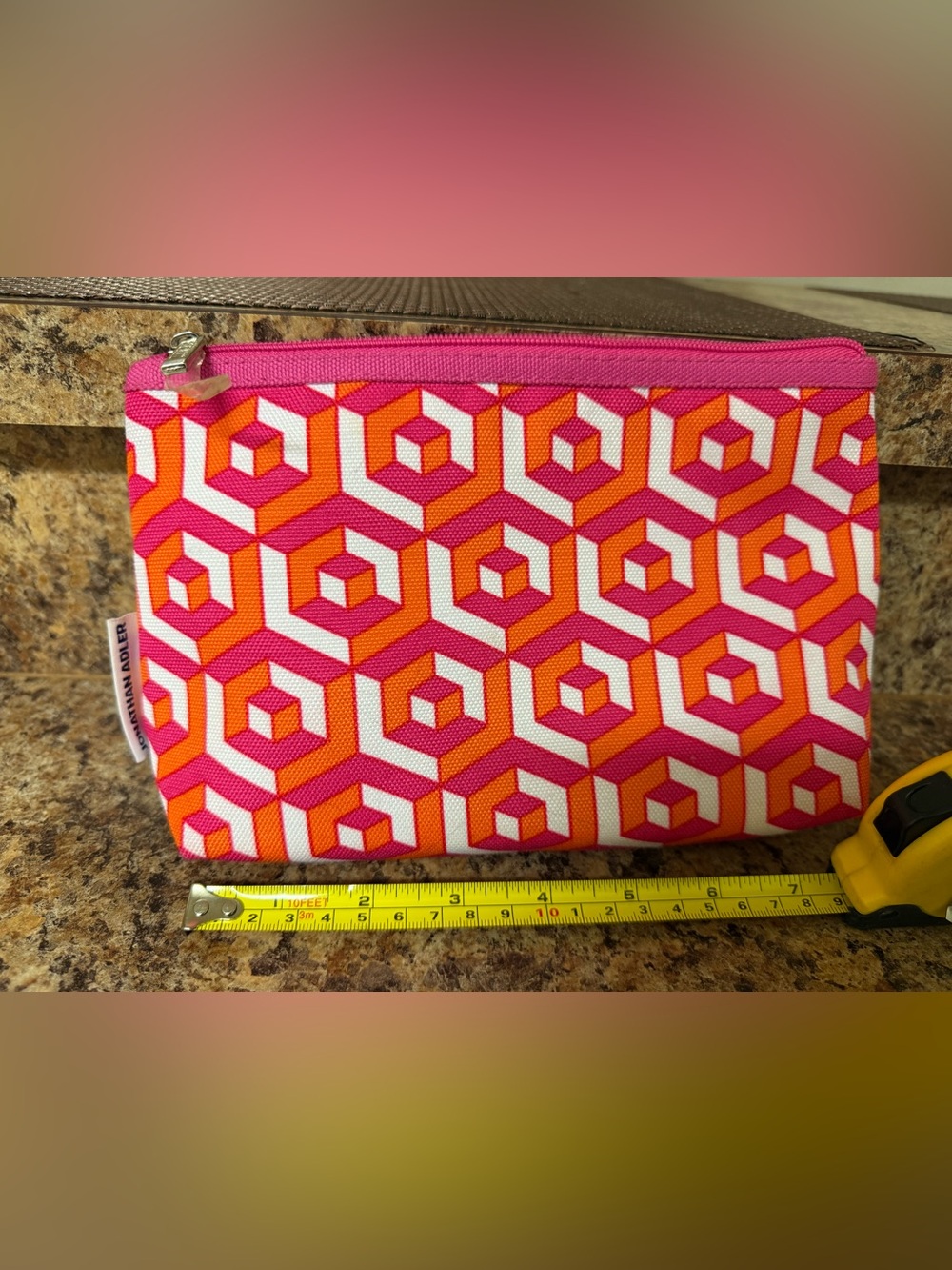 Jonathan Adler Geometric Pink & Orange Cosmetic Pouch - Unknown Brand